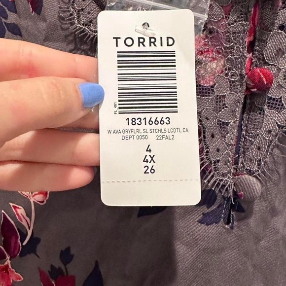 NWT Gray Torrid Floral Lace Cami Tank Top Size 4X - Picture 5 of 8